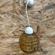 Old suspension ball glass blown orange luminaire 70s vintage