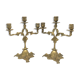 Pair of old candlesticks in bronze 3 lights rocaille style 28,5 cm
