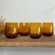 4 vintage amber bubble glasses