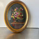 Painting of Flower arrangement in Oval Frame gilded wood measurements 29 cm x 23 cm CONVEX glass