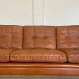 Vintage Danish retro Svend Skipper 3 person sofa in cognac leather