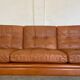 Vintage Danish retro Svend Skipper 3 person sofa in cognac leather