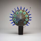 Lampadaire artisanal en laiton, chêne et plexiglas, Pays-Bas, années 1970