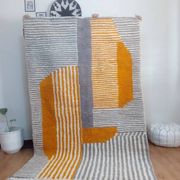 Grey Moroccan rug made of hand-woven wool - handmade rug - 252 x 163