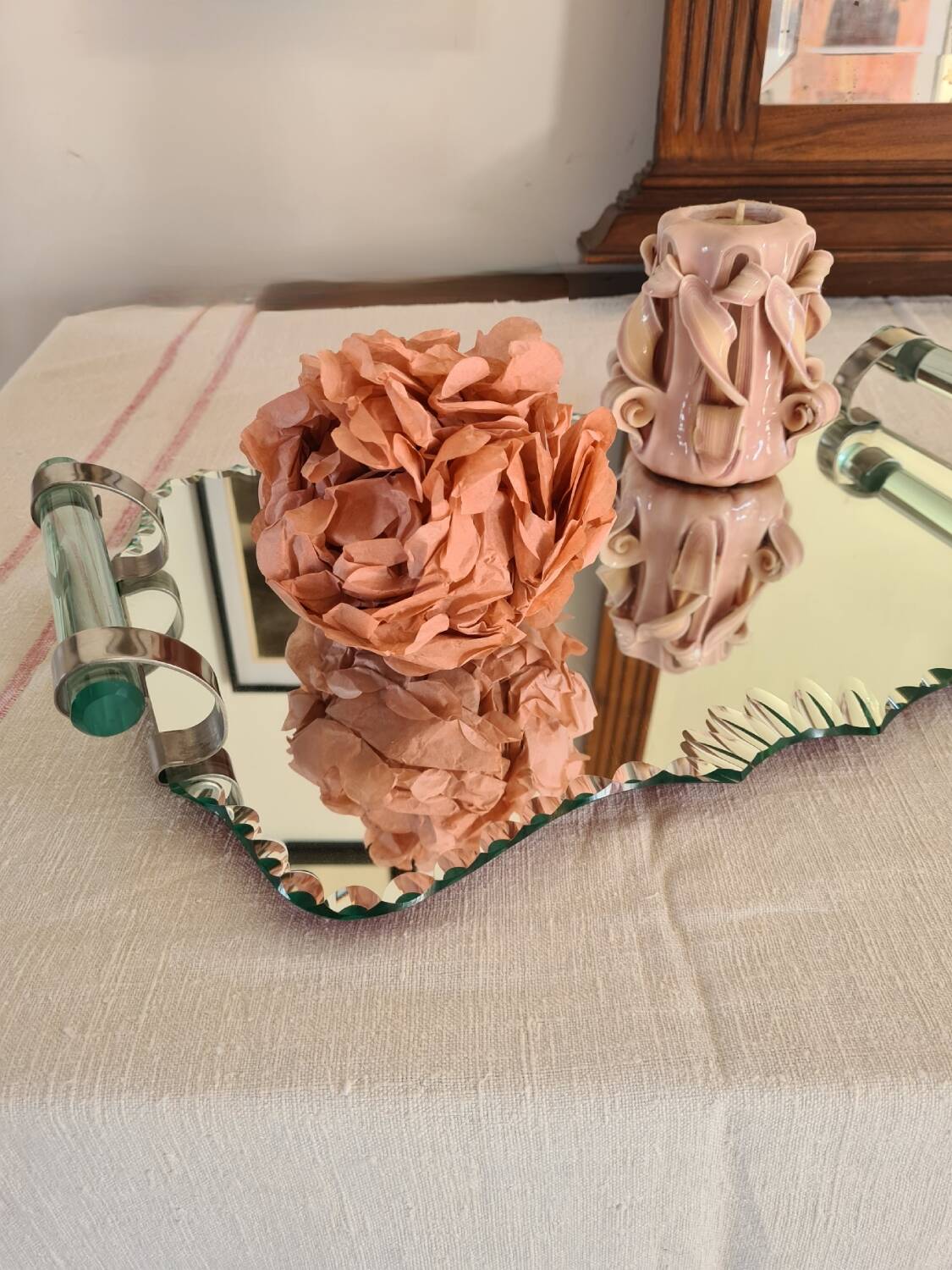 Art Deco beveled mirror tray