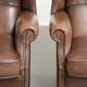 Set of 2 cow leather wingback armchairs in English style