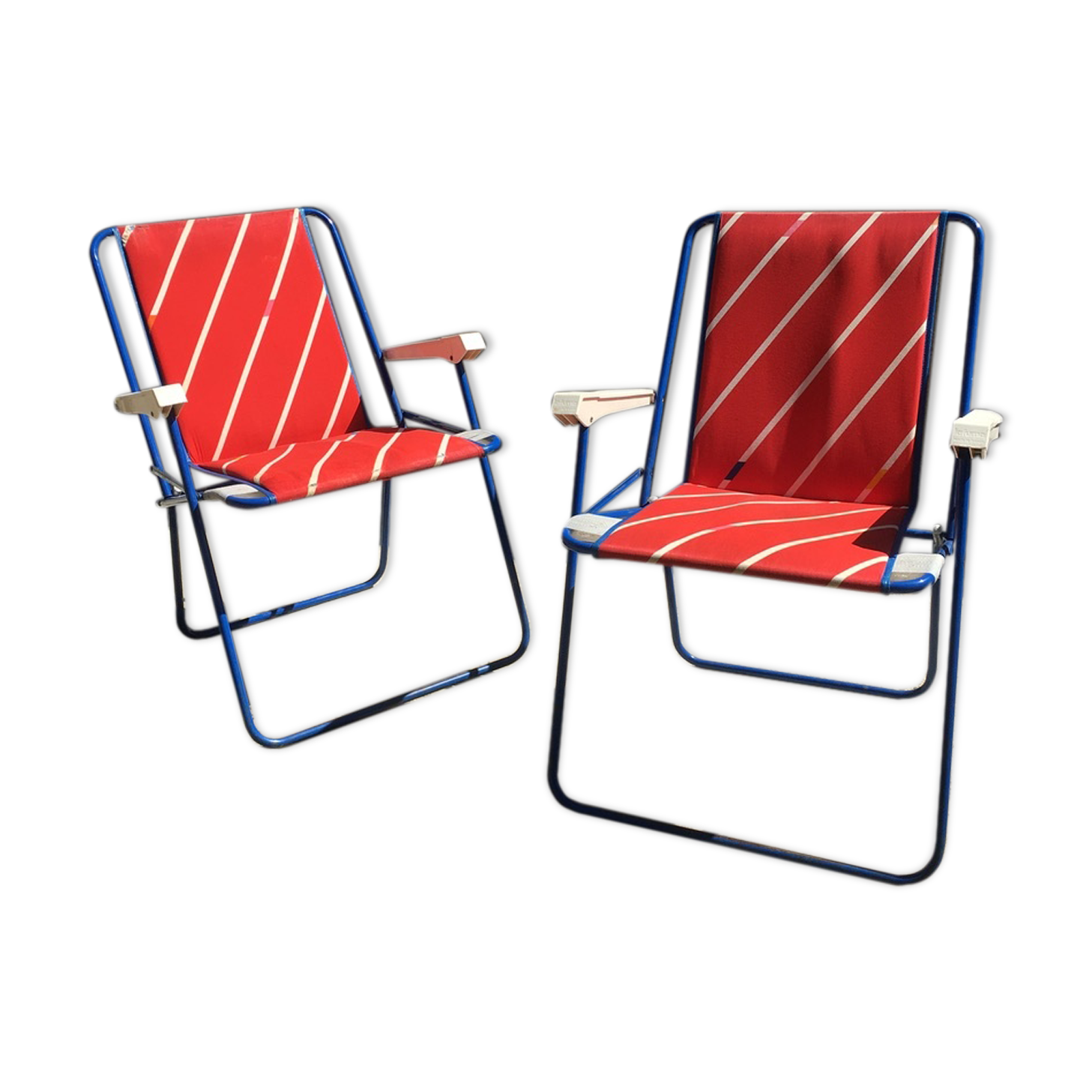 Pair of foldable camping armchairs "lafuma"