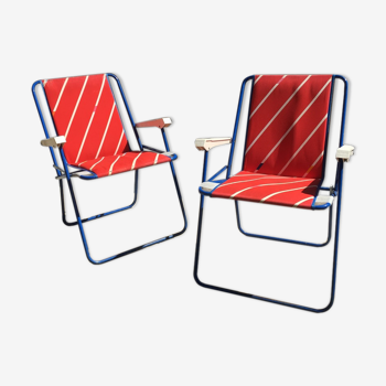 Pair of foldable camping armchairs "lafuma"