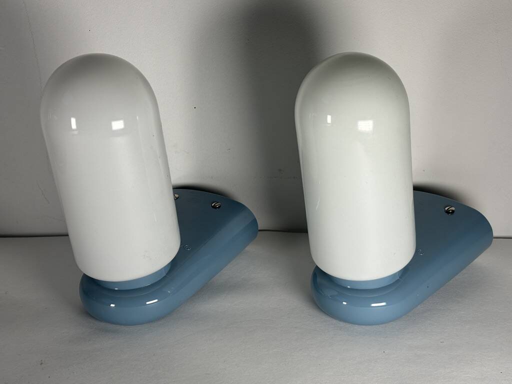 Dietsche blue wall lights Germany Bathroom 1980 x2