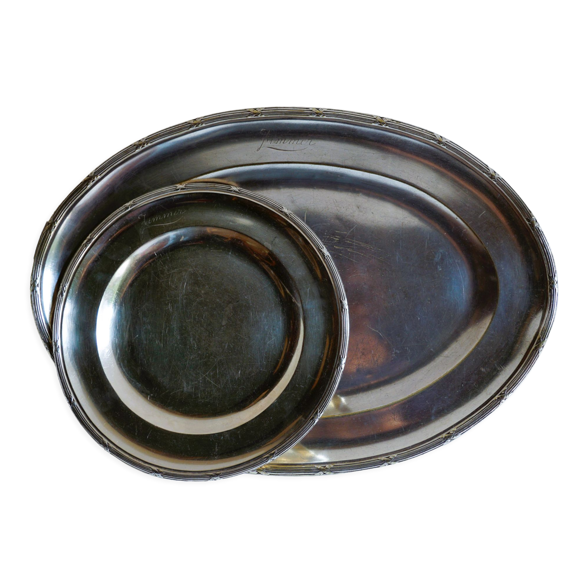 2 silverware serving dishes