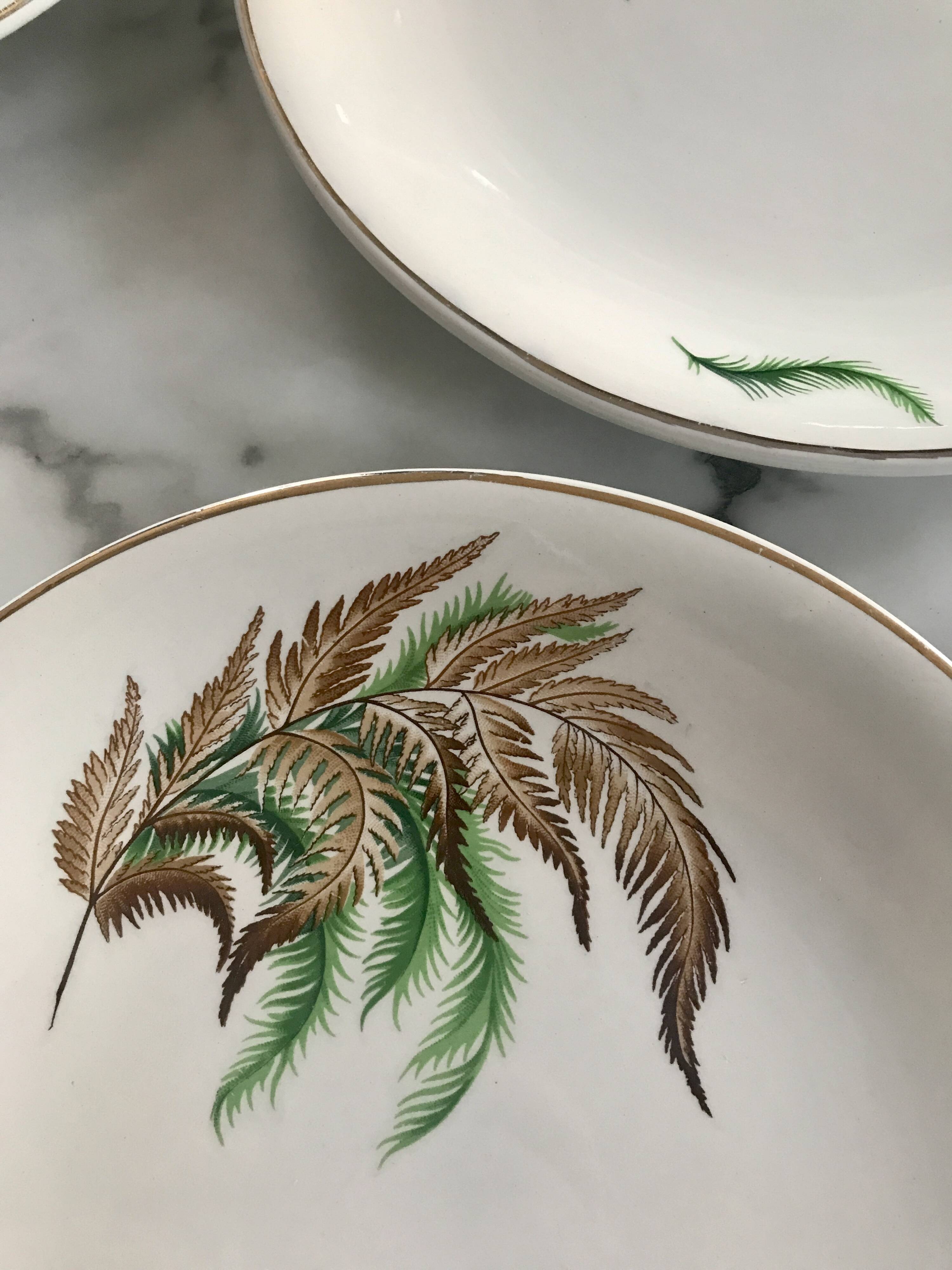 Very pretty vintage Digoin fern flat plates