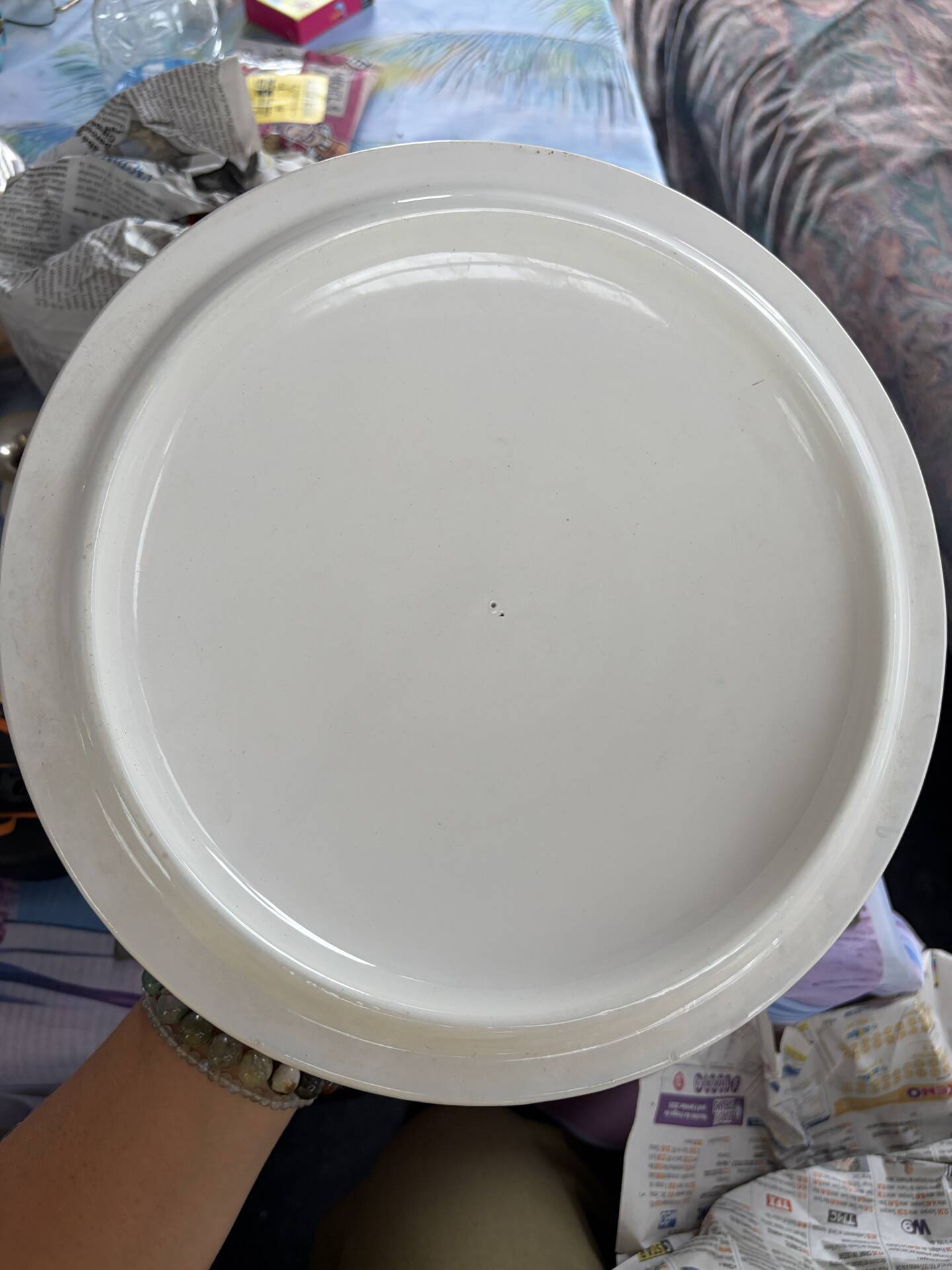 Vintage soup tureen with Art Deco flowers, opaque porcelain, Versailles.