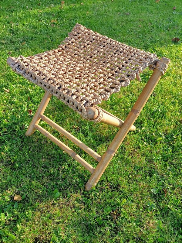 Tabouret rétro bambou