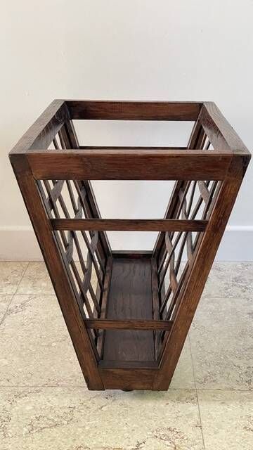 Vintage woven oak magazine rack