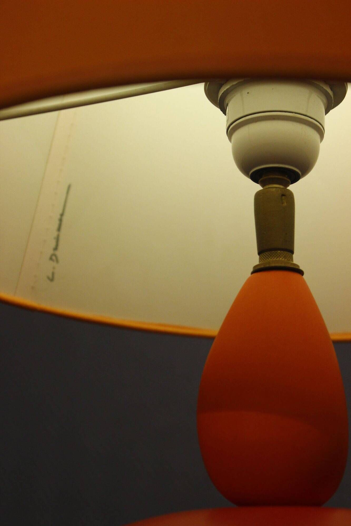 Louis Drimmer large ceramic pebble lamp orange 1980s