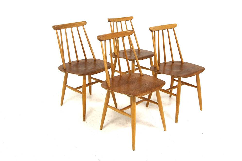 Set of 4 teak "Fanett" chairs by Ilmari Tapiovaara, Sweden, 1960