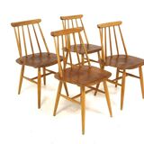 Set of 4 teak "Fanett" chairs by Ilmari Tapiovaara, Sweden, 1960
