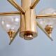 Brass chandelier with amber cracked glass globes, 1950s-60s