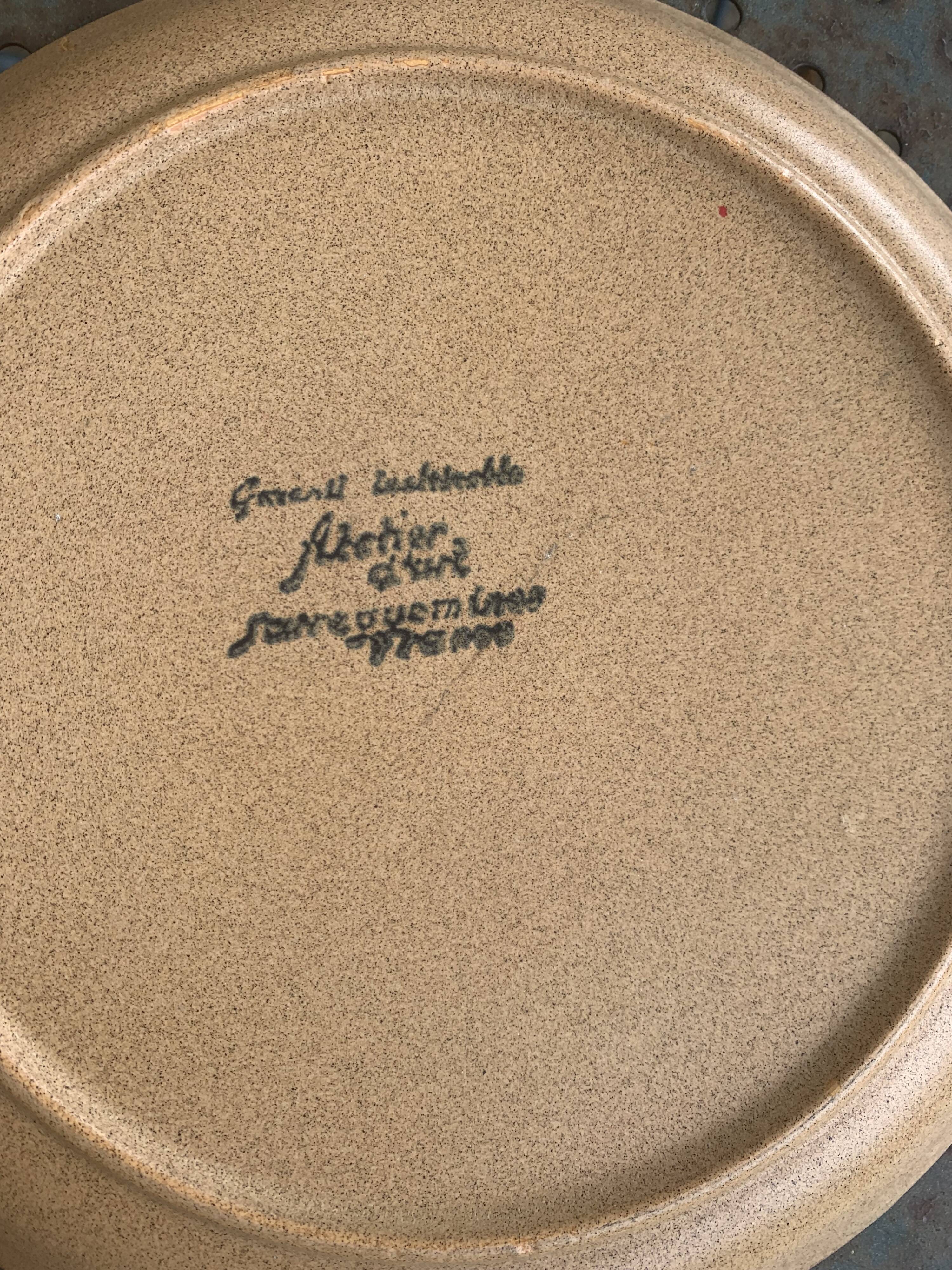 8 vintage Sarreguemines stoneware flower pattern dinner plates, France