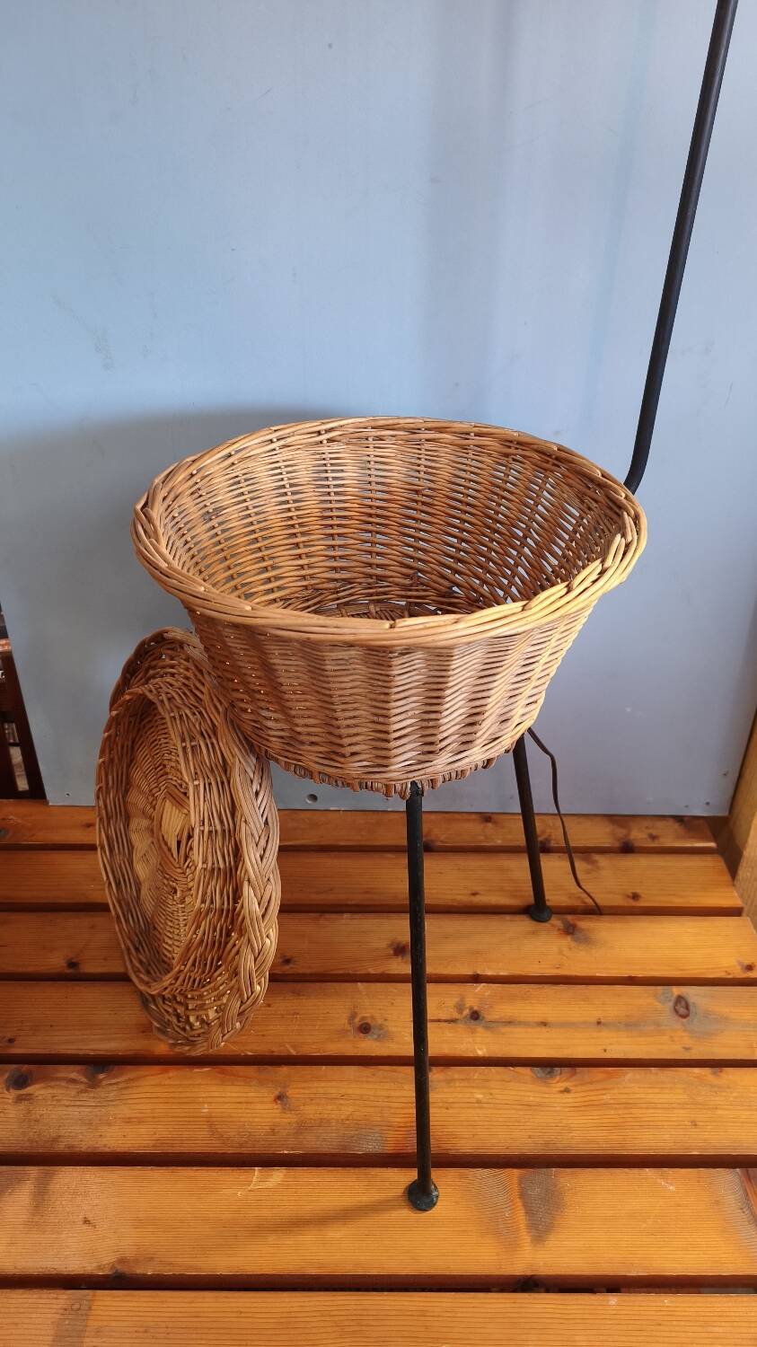Lampadaire vintage - rotin et bambou - années 1950