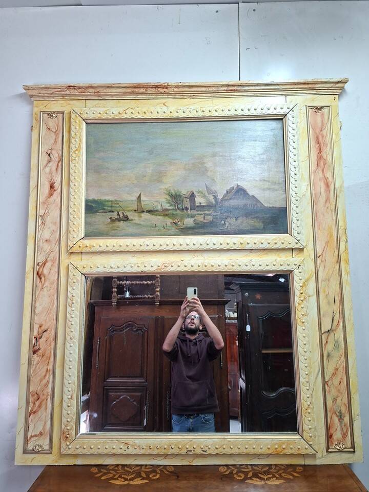 mirror trumeau and landscape painting – Faux marble decor –
