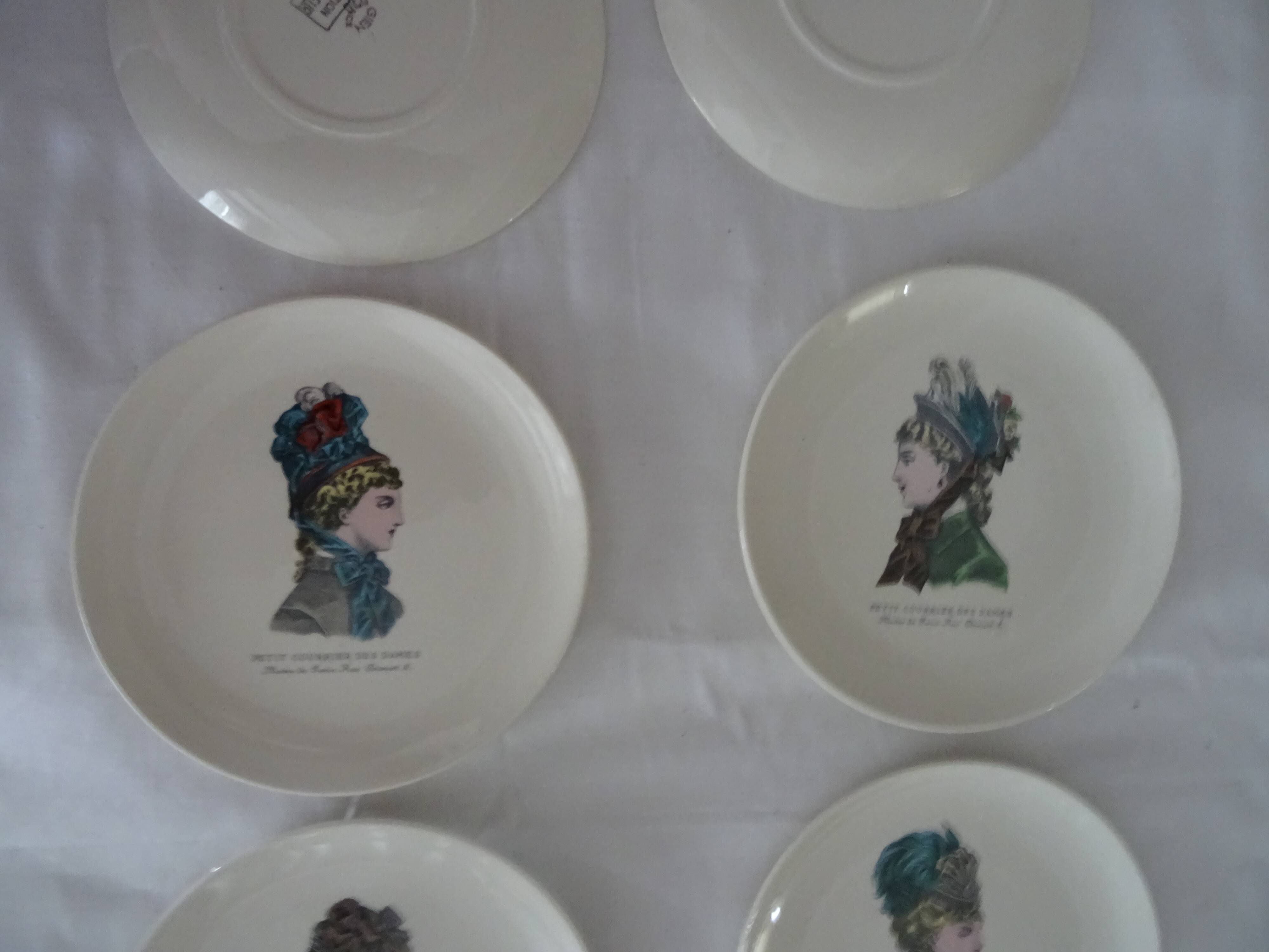 6 plates Gien le petit courrier des dames 446112 hat mode