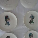 6 plates Gien le petit courrier des dames 446112 hat mode