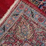 Tapis vintage fait main Kazvin en laine rouge vif (100cm x 144cm)