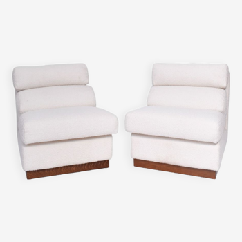 Pair of white curly chairs, 1970s.