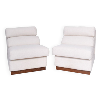 Pair of white curly chairs, 1970s.