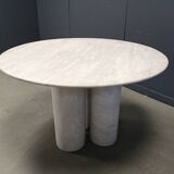Round italian travertine dining table 1970s
