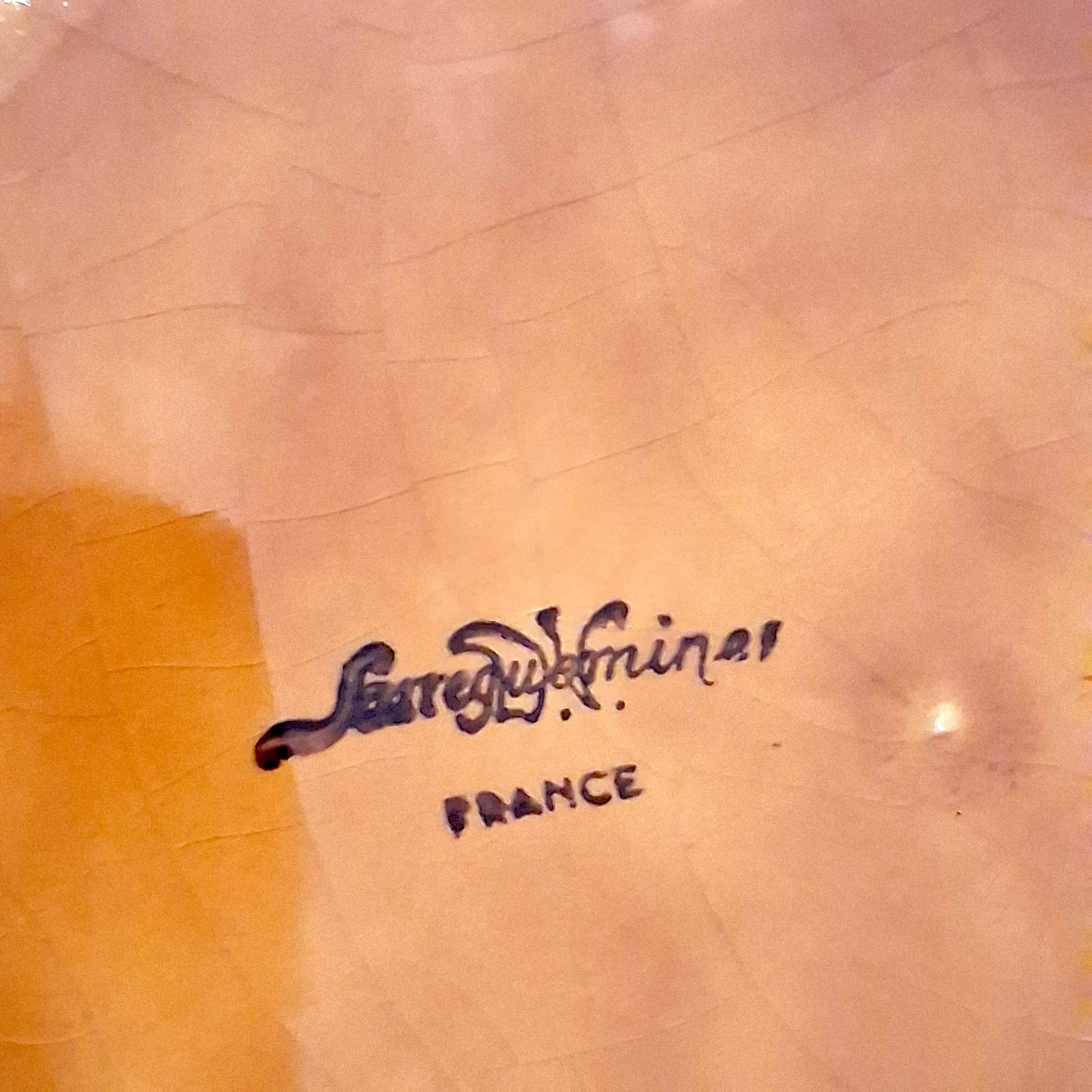 6 asparagus plates stamped "Sarreguemines" on the back in very good condition.