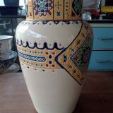 Ceramic vase decorated with multi-colored enamels