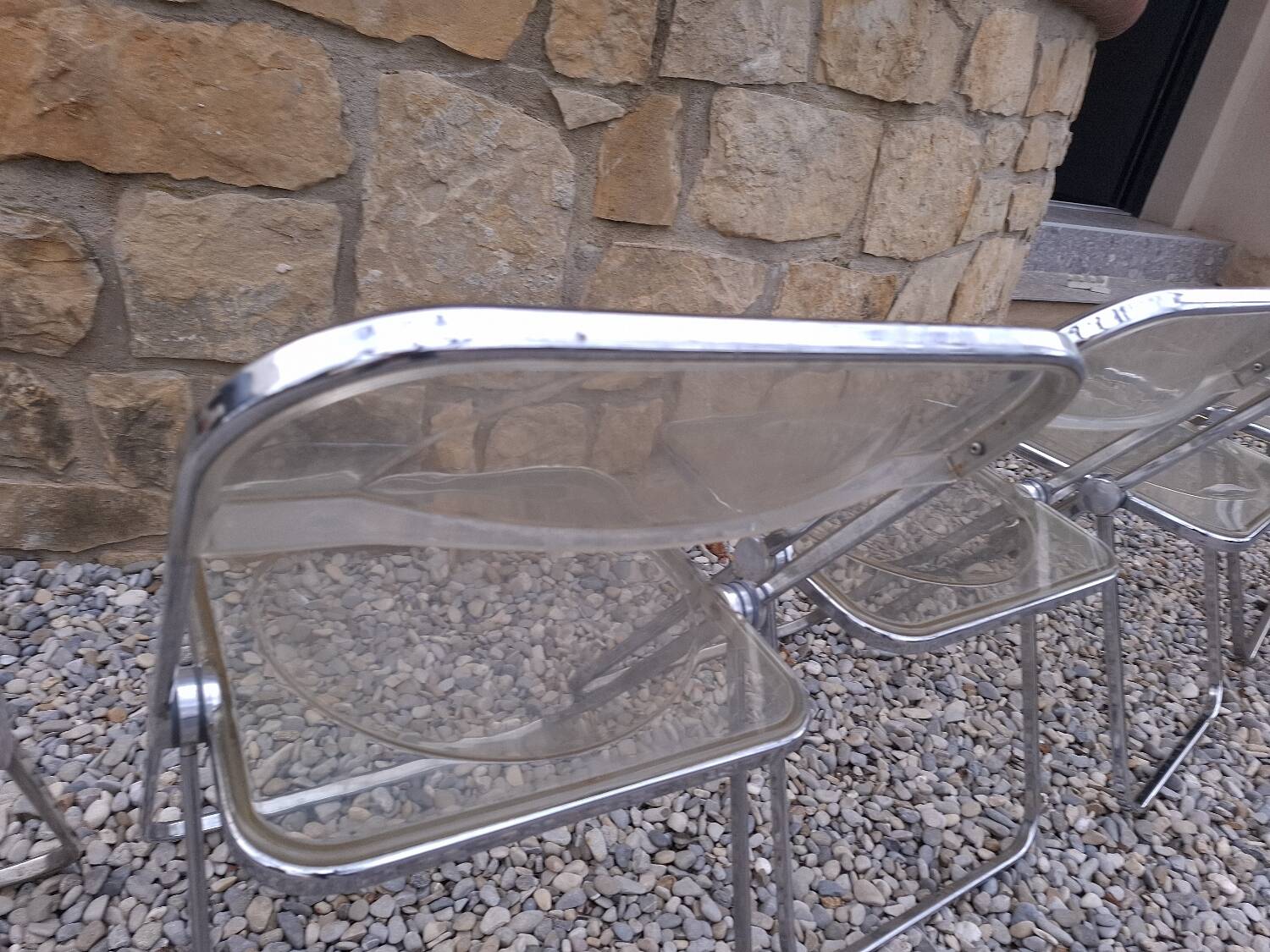 5 vintage 70'S chairs + Giancarlo Piretti Castelli support