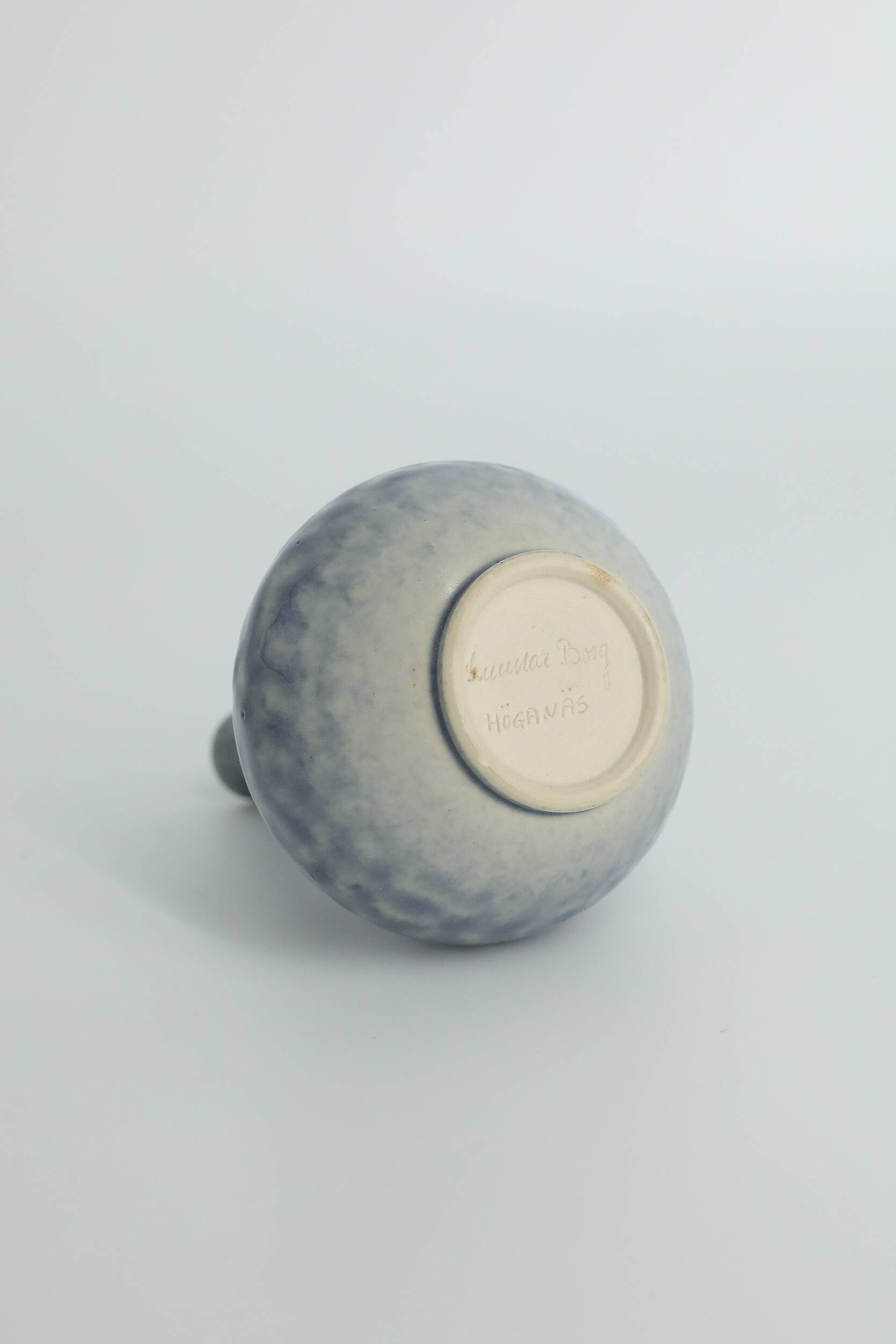 Mid-century Scandinavian collector's vase in azure stoneware by Gunnar Borg for Höganäs.