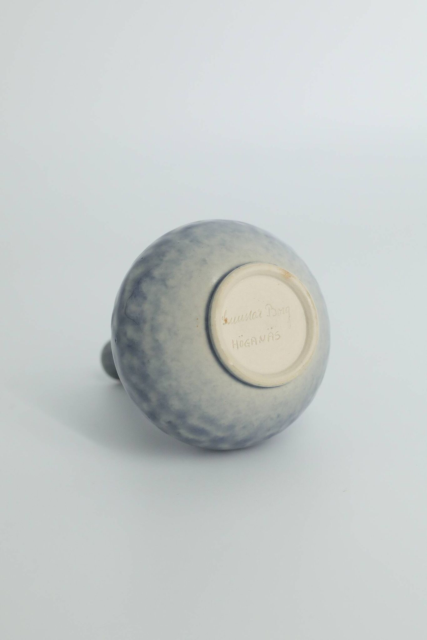 Mid-century Scandinavian collector's vase in azure stoneware by Gunnar Borg for Höganäs.