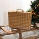 Vintage woven wicker suitcase