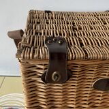 Vintage Flamingo Wicker Picnic Basket