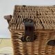 Vintage Flamingo Wicker Picnic Basket