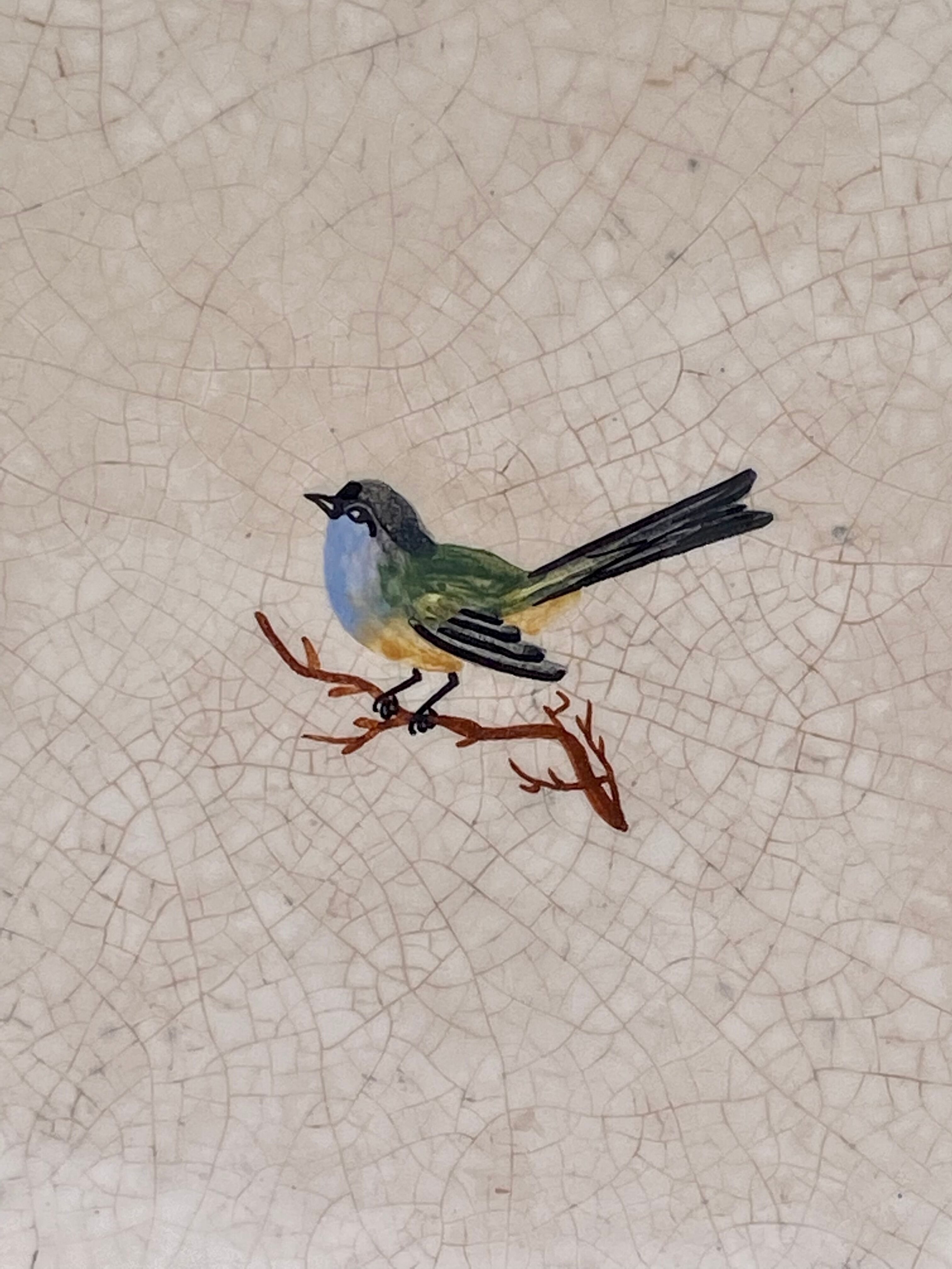 Dessert service in Petits Oiseaux slip, 9 plates