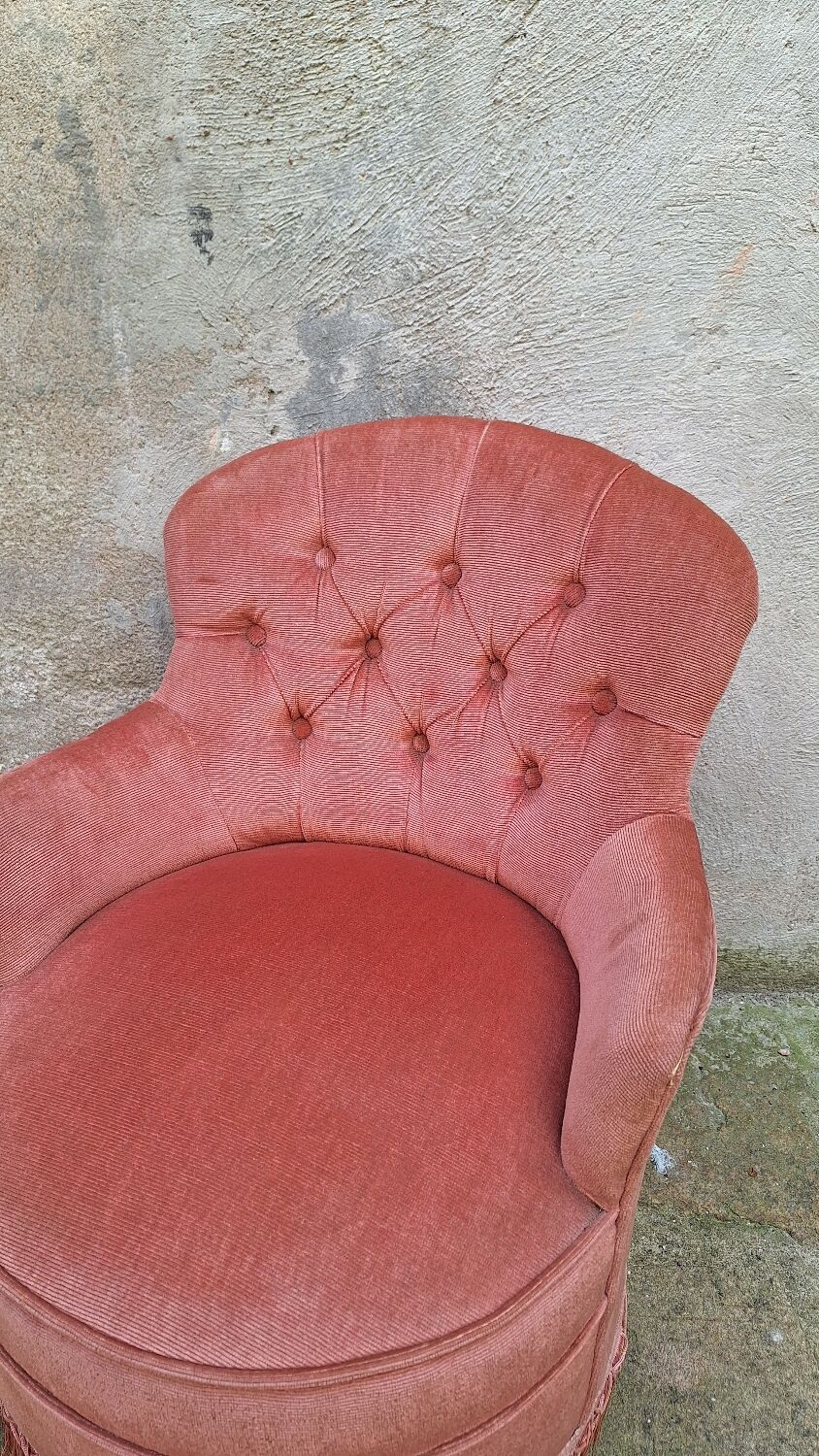 Velvet toadstool armchair, old rose