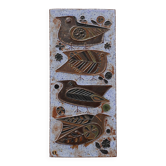 Panneau mural en céramique du milieu du siècle avec des oiseaux stylisés par Amphora, Belgique, vers.