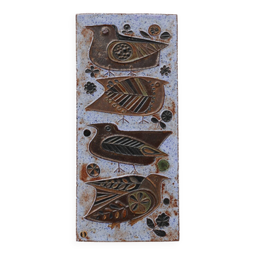 Mid‑Century Ceramic Wall Panel with Stylized Birds by Amphora, Belgium, ca.