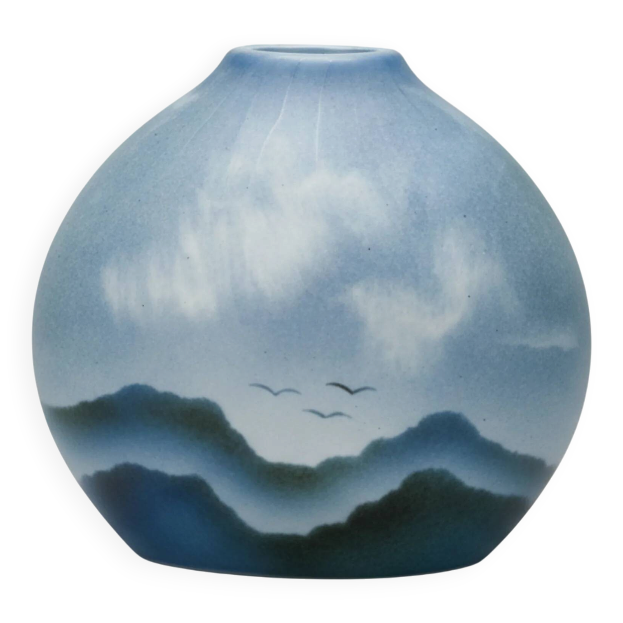 Vase en porcelaine Virebent – paysage minimaliste, France, années 1970