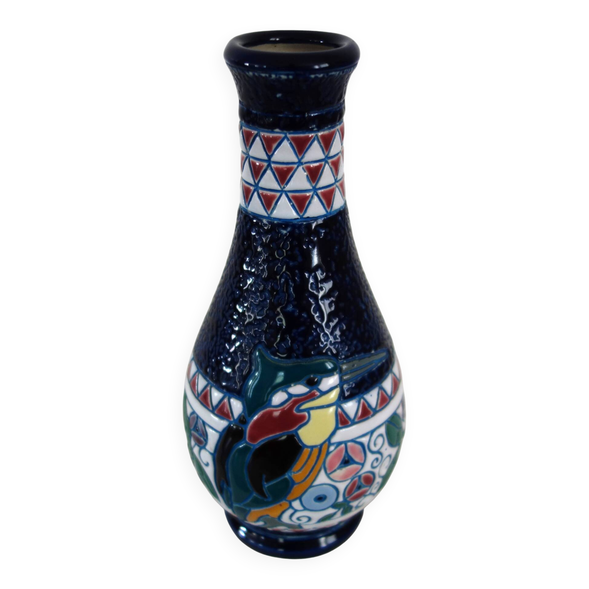 Art Deco ceramic vase with bird decoration by Amphora, 1920