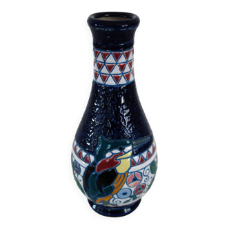 Art Deco ceramic vase with bird decoration by Amphora, 1920