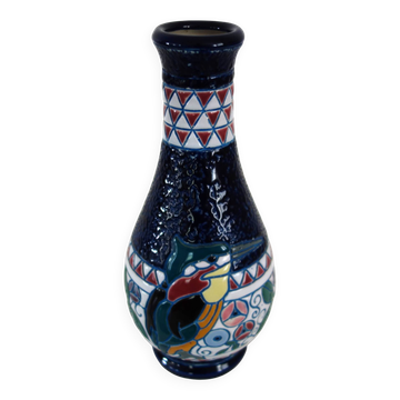 Vase Art Déco en céramique décor oiseaux par Amphora, 1920