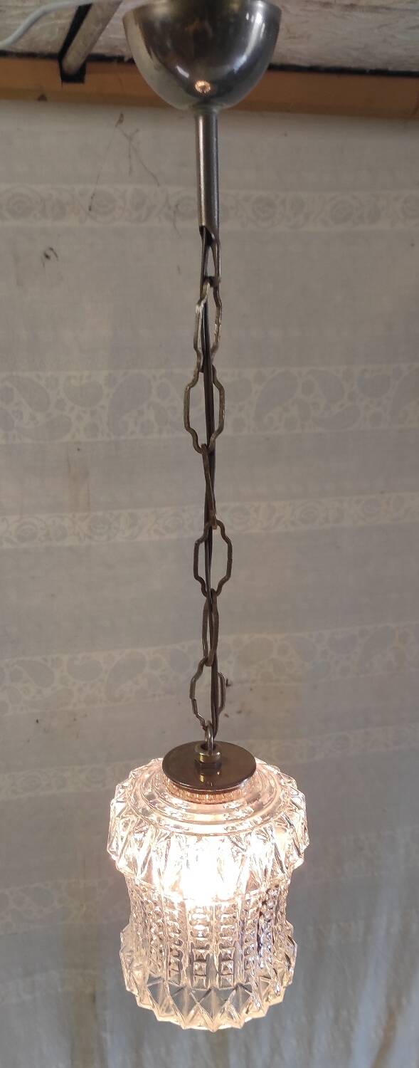 Suspension baladeuse en verre et métal doré - années 60/70