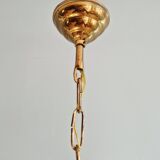 Pair of brass and bevelled glass pendant lights/lanterns, 1950-60.