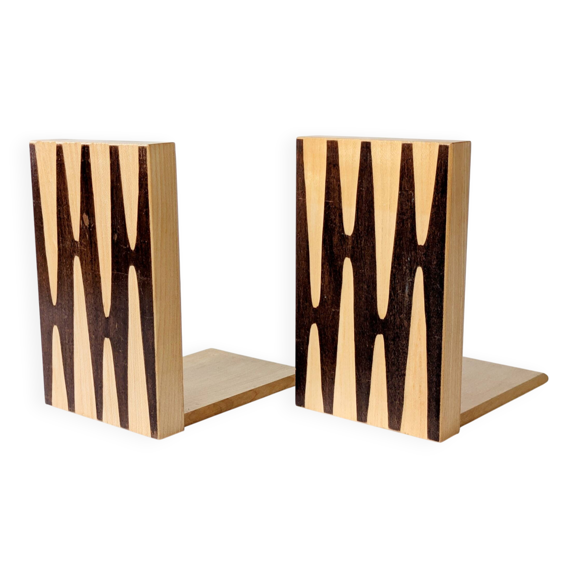 Pair of wooden bookends, Bauhaus style, 1950s